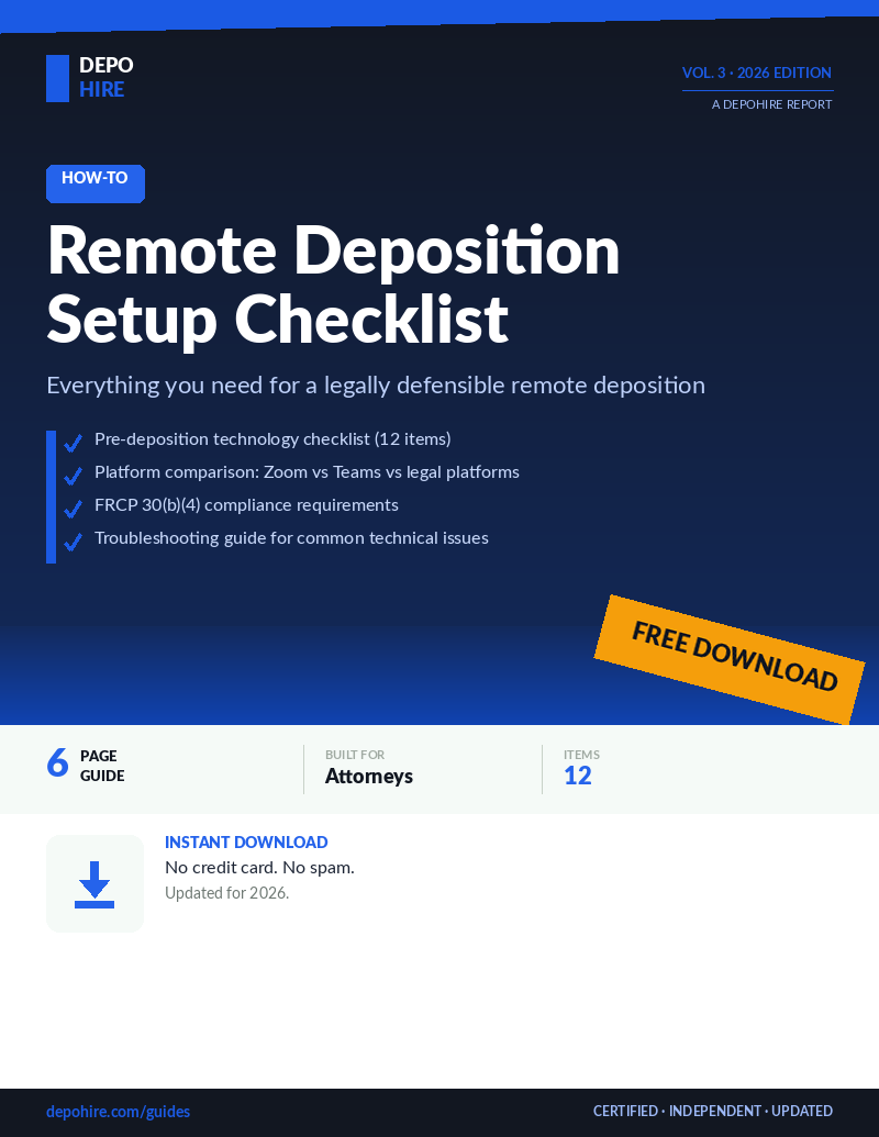 Remote Deposition Setup Checklist — free guide cover